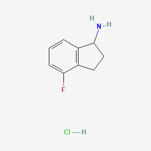 Chemical structure of 4-Fluoro-2,3-dihydro-1H-inden-1-amine hydrochloride