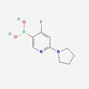 Chemical structure of 4-Fluoro-2-(pyrrolidino)pyridine-5-boronic acid