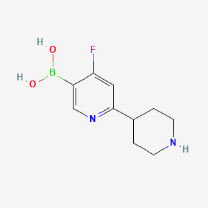Chemical structure of 4-Fluoro-2-(piperidin-4-yl)pyridine-5-boronic acid