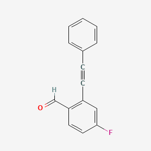 Chemical structure of 4-Fluoro-2-(phenylethynyl)benzaldehyde