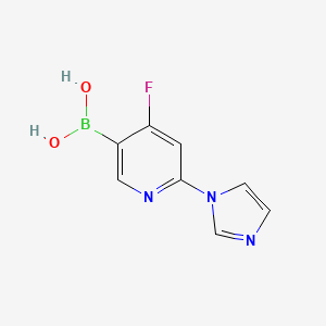Chemical structure of 4-Fluoro-2-(imidazol-1-yl)pyridine-5-boronic acid