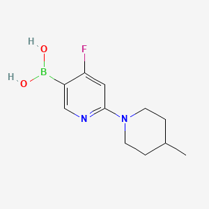 Chemical structure of 4-Fluoro-2-(4-methylpiperidin-1-yl)pyridine-5-boronic acid