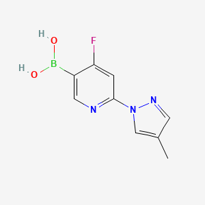 Chemical structure of 4-Fluoro-2-(4-methyl-1H-pyrazol-1-yl)pyridine-5-boronic acid