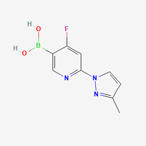 Chemical structure of 4-Fluoro-2-(3-methyl-1H-pyrazol-1-yl)pyridine-5-boronic acid