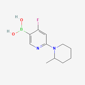 Chemical structure of 4-Fluoro-2-(2-methylpiperidin-1-yl)pyridine-5-boronic acid