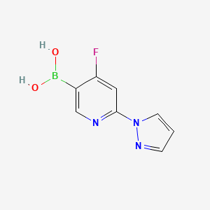Chemical structure of 4-Fluoro-2-(1H-pyrazol-1-yl)pyridine-5-boronic acid