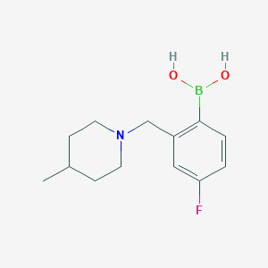 Chemical structure of 4-Fluoro-2-((4-methylpiperidin-1-yl)methyl)phenylboronic acid