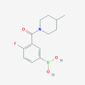 Chemical structure of 4-Fluoro -3-(4-methylpiperazine-1-carbonyl)- phenyl boronic acid