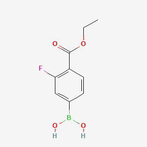 Chemical structure of 4-Ethoxycarbonyl-3-fluorophenylboronic acid