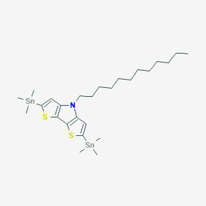Chemical structure of 4-Dodecyl-2,6-bis(trimethylstannyl)-4H-dithieno[3,2-b:2',3'-d]pyrrole