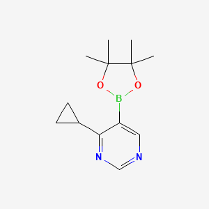 Chemical structure of 4-Cyclopropylpyrimidine-5-boronic acid pinacol ester