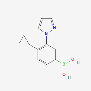 Chemical structure of 4-Cyclopropyl-3-(1H-pyrazol-1-yl)phenylboronic acid