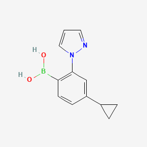 Chemical structure of 4-Cyclopropyl-2-(1H-pyrazol-1-yl)phenylboronic acid