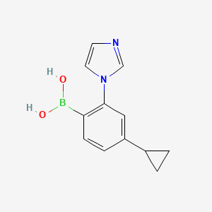 Chemical structure of 4-Cyclopropyl-2-(1H-imidazol-1-yl)phenylboronic acid