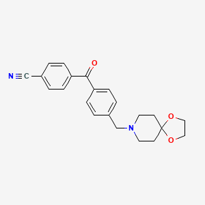 Chemical structure of 4-cyano-4'-[8-(1,4-dioxa-8-azaspiro[4.5]decyl)methyl]benzophenone