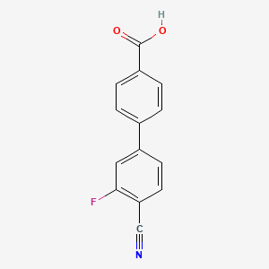 Chemical structure of 4'-Cyano-3'-fluorobiphenyl-4-carboxylic acid