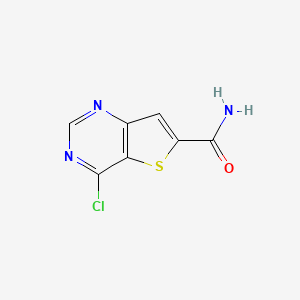 Chemical structure of 4-Chlorothieno[3,2-d]pyrimidine-6-carboxamide