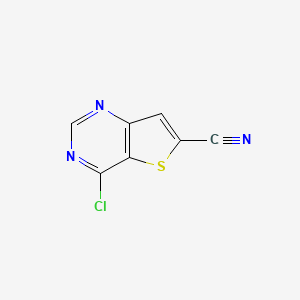 Chemical structure of 4-Chlorothieno[3,2-d]pyrimidine-6-carbonitrile