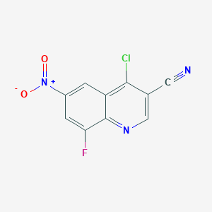 Chemical structure of 4-Chloro-8-fluoro-6-nitro-3-quinolinecarbonitrile