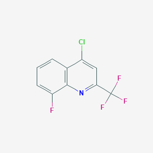 Chemical structure of 4-Chloro-8-fluoro-2-(trifluoromethyl)quinoline