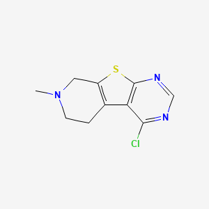Chemical structure of 4-Chloro-7-methyl-5,6,7,8-tetrahydropyrido[4',3':4,5]thieno[2,3-d]pyrimidine