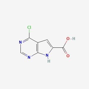 Chemical structure of 4-Chloro-7H-pyrrolo[2,3-d]pyrimidine-6-carboxylic acid
