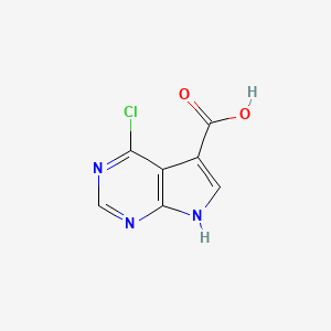 Chemical structure of 4-Chloro-7H-pyrrolo[2,3-d]pyrimidine-5-carboxylic acid
