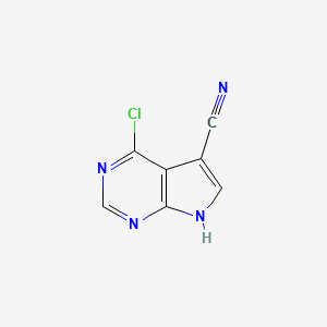 Chemical structure of 4-Chloro-7H-pyrrolo[2,3-d]pyrimidine-5-carbonitrile