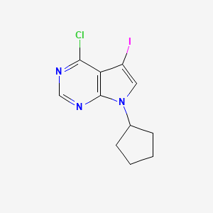 Chemical structure of 4-Chloro-7-cyclopentyl-5-iodo-7H-pyrrolo[2,3-d]pyrimidine