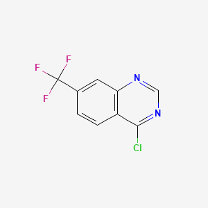 Chemical structure of 4-Chloro-7-(trifluoromethyl)quinazoline