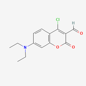 Chemical structure of 4-chloro-7-(diethylamino)-2-oxo-2H-chromene-3-carbaldehyde