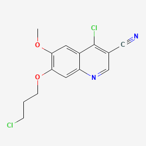 Chemical structure of 4-Chloro-7-(3-chloropropoxy)-6-methoxyquinoline-3-carbonitrile