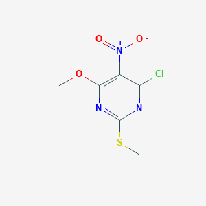 Chemical structure of 4-Chloro-6-methoxy-2-(methylthio)-5-nitropyrimidine