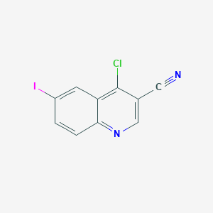 Chemical structure of 4-Chloro-6-iodoquinoline-3-carbonitrile