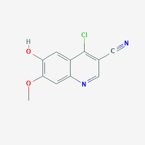 Chemical structure of 4-Chloro-6-hydroxy-7-methoxyquinoline-3-carbonitrile