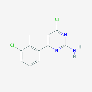 Chemical structure of 4-Chloro-6-(3-chloro-2-methylphenyl)pyrimidin-2-amine