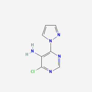 Chemical structure of 4-Chloro-6-(1H-pyrazol-1-yl)pyrimidin-5-amine