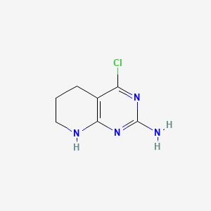 Chemical structure of 4-Chloro-5,6,7,8-tetrahydropyrido[2,3-d]pyrimidin-2-amine