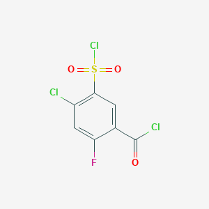 Chemical structure of 4-Chloro-5-(chlorosulfonyl)-2-fluorobenzoyl chloride