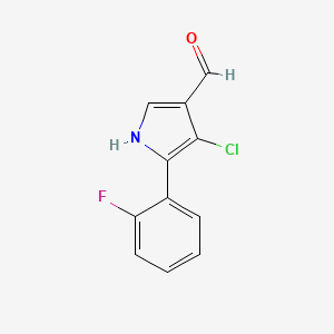 Chemical structure of 4-Chloro-5-(2-fluorophenyl)-1H-pyrrole-3-carbaldehyde
