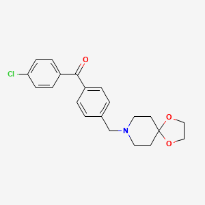 Chemical structure of 4-chloro-4'-[8-(1,4-dioxa-8-azaspiro[4.5]decyl)methyl]benozphenone