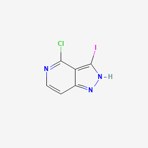 Chemical structure of 4-chloro-3-iodo-1H-pyrazolo[4,3-c]pyridine