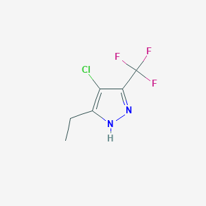 Chemical structure of 4-chloro-3-ethyl-5-(trifluoromethyl)-1H-pyrazole