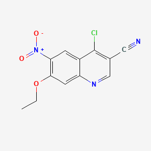 Chemical structure of 4-Chloro-3-cyano-7-ethoxy-6-nitroquinoline