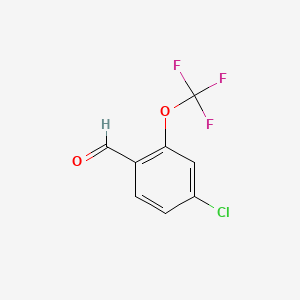 Chemical structure of 4-chloro-2-trifluoromethoxy benzaldehyde