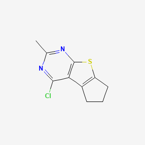 Chemical structure of 4-Chloro-2-methyl-6,7-dihydro-5H-cyclopenta[4,5]thieno[2,3-d]pyrimidine