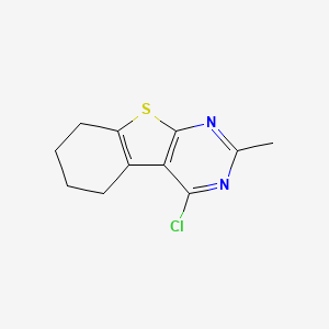 Chemical structure of 4-Chloro-2-methyl-5,6,7,8-tetrahydrobenzo[4,5]thieno[2,3-d]pyrimidine