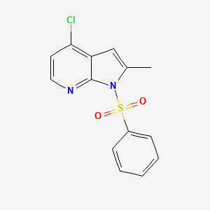 Chemical structure of 4-Chloro-2-methyl-1-(phenylsulfonyl)-1H-pyrrolo[2,3-b]pyridine