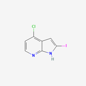 Chemical structure of 4-Chloro-2-iodo-1H-pyrrolo[2,3-b]pyridine