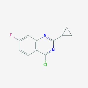 Chemical structure of 4-Chloro-2-cyclopropyl-7-fluoroquinazoline